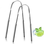 iMucci 2Pcs Tongue Scraper Stainless Steel Tongue Cleaner for Adults and Kids, Professional Tongue Brush for Oral Care, Bad Breath and Fresh Breath
