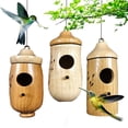 thumbnail image 1 of iMucci 3Pcs Natural Wood Hummingbird House 2022 New Hummingbird Houses for Outside Hanging Hummingbird Nest for Nesting, 1 of 6