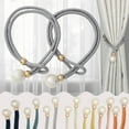 thumbnail image 1 of iMucci 4 Pack Curtain Tiebacks with Pearl Decoration, Convenient Drape Tie Backs Holdbacks Rope Holders for Lace, Sheer or Heavy-Duty Curtains, Gray, 1 of 8
