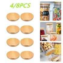 iMucci 4Pcs Bamboo Mason Jar Lids, 70mm Storage Canning Jar Lids, Reusable Bamboo Lids for Regular Mouth Mason Jar with Silicone Sealing Gasket