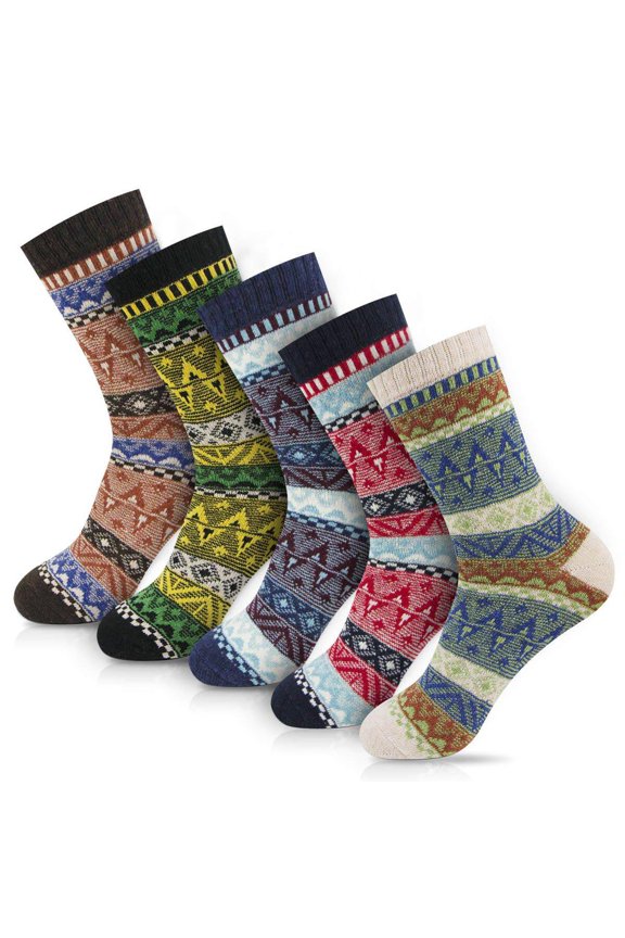 5 Pairs Women Wool Socks - Winter Warm Thick Soft Wool Socks Christmas Gifts Socks Cozy Crew Socks for Women