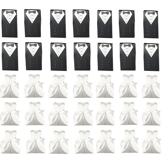 iMucci 50Pcs European and American Style Wedding Candy Box Set Including 25 Bride Shaped and 25 Groom Shaped Boxes for Wedding Favors, Reception Decor, and Bridal Shower Party Supplies