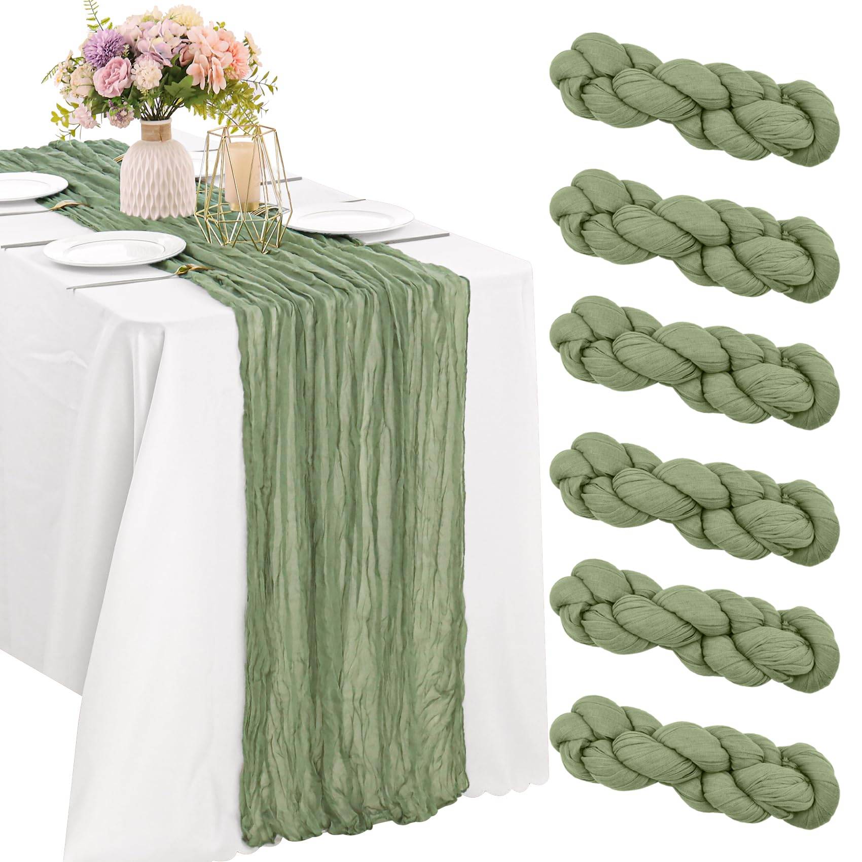 Pesonlook 10 Pcs Teal Cheesecloth Table Runner 10FT, Gauze Cheese Cloth ...
