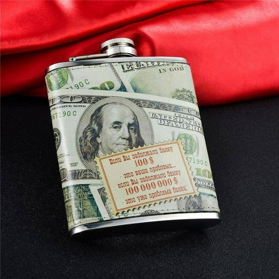 iMucci 7oz Dollar Paper Money Pattern Hip Flask for Liquor Wine Bottle Water Pot Kettle for Travel/Outdoor