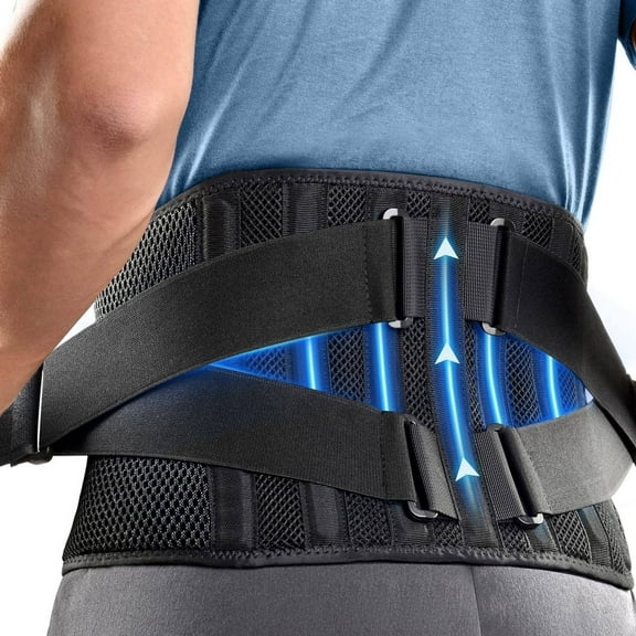 iMucci Air Mesh Back Brace for Men Women Lower Back Pain Relief with 7 Stays, Adjustable Back Support Belt for Work, Anti-skid Lumbar Support for Sciatica Scoliosis