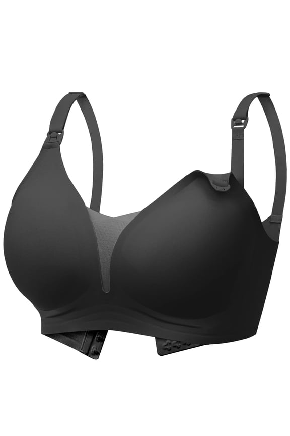 Cross Mesh Nursing Bras for Breastfeeding Ultra Comfort Maternity Bras Seamless Bralette Wireless Bra, Black, XL