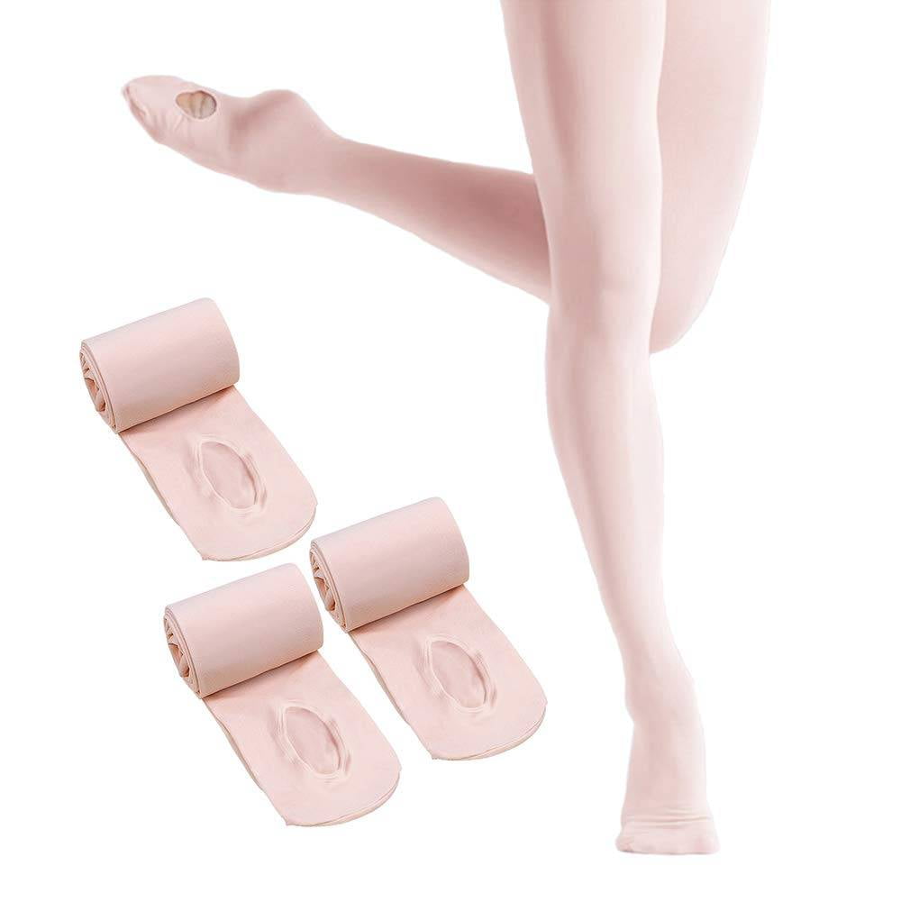 Phoeswan Stirrup Tights For Girls & Women, 60D Denier Ultra Soft Ballet Tights For Gymnastics, School, 1 Or 2 Pairs/Pack, Ballet Pink Stirrup (2 Pairs), XX-Large