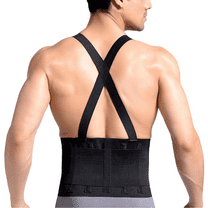 iMucci Industrial Back Support for Men and Women, Lower Back Brace with Attached Suspenders for Work, Lifting, Stabilizing Lumbar Support Belt