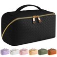 thumbnail image 1 of iMucci Large Capacity Travel Cosmetic Bags for Women - Portable PU Leather Waterproof Makeup Bag with Handle and Divider, Flat Lay Cosmetic Case Makeup Organizer Bag Toiletry Bag, 1 of 7