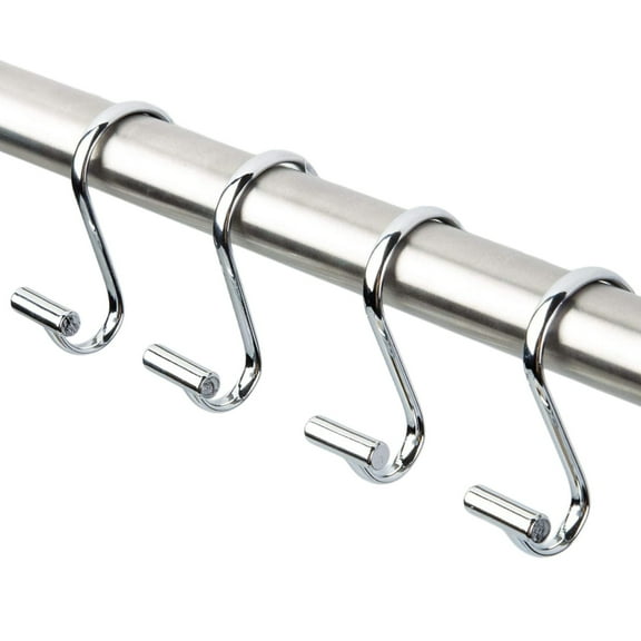 iMucci S Shaped Metal Shower Curtain Hooks Rust Resistant Easy Glide Silver Bathroom Shower Rings for Curtain Set of 12