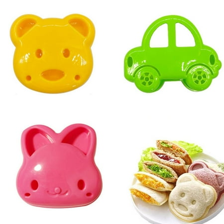 iMucci Sandwich Cutter and Sealer for Kids - 3 PCS Sandwich Maker Mold - Peanut Butter and Jelly Crustless Sandwich Bread Pancake Maker Cookie Cutter for Children Boys Girls Bento Box