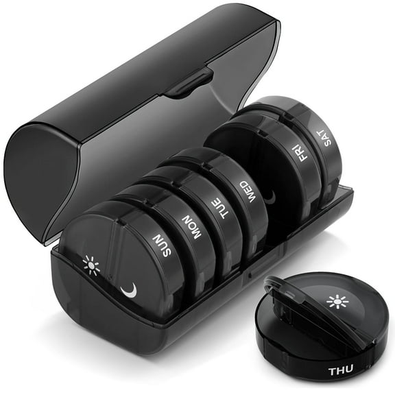 iMucci Weekly Pill Organizer 2 Times a Day, Daily AM PM Pill Box, Large Capacity Pill Cases for Pills/Vitamin/Fish Oil/Supplements