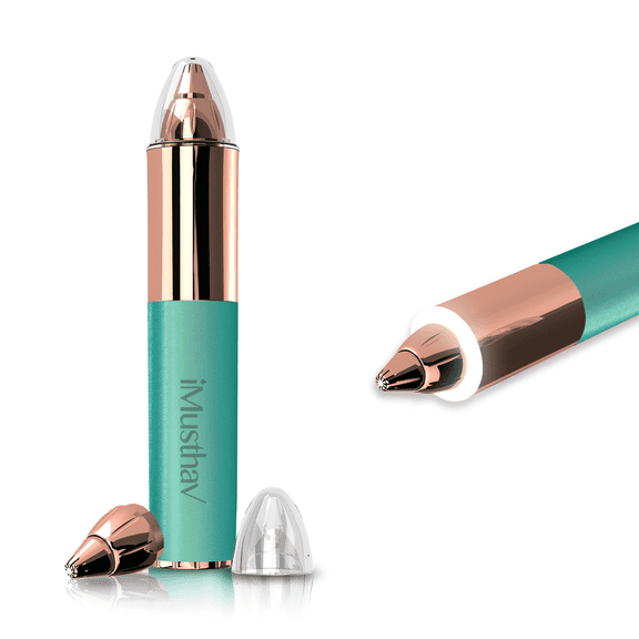 iMusthav Portable Flawless Epilator for Eyebrow, Nose & Ear Hair Removal Painless Electric Razor, 18K Gold-Plated, 360° LED Light