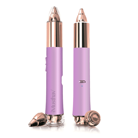 iMusthav 2-in-1 Epilator for Eyebrow & Facial Hair, Painless Razor for Women, USB Rechargeable, 18K Gold-Plated, 360° LED Light