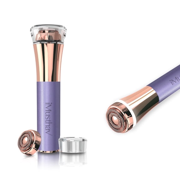 iMusthav Facial Hair Remover: Flawless Painless 16mm Dual Ring Blade, Portable Electric Razor & Epilator with 18K gold head, 360° LED light.