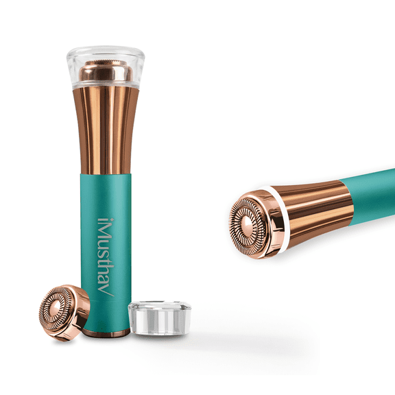 iMusthav Facial Hair Remover: Flawless Painless 16mm Dual Ring Blade, Portable Electric Razor & Epilator with 18K gold head, 360° LED light.