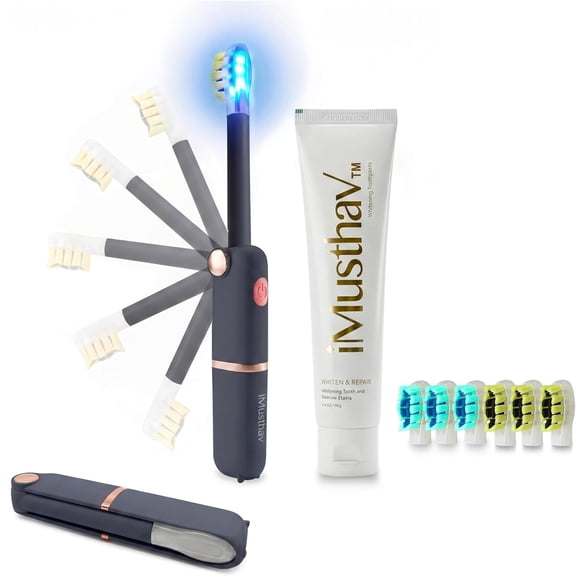 iMusthav Foldable Travel Sonic Electric Toothbrush with UV Cleaning Feature | Whitening Feature | Electric Toothbrush for Adults | Travel Toothbrushes