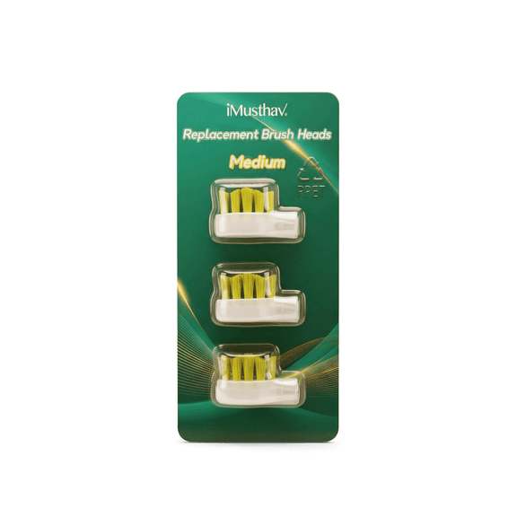 iMusthav Replacement Sonic ToothBrush Medium Bristle Brushheads (Pack of 3)
