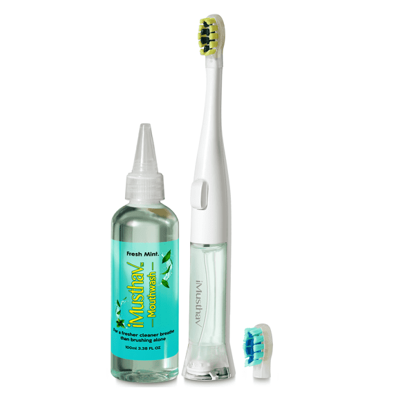 iMusthav SonicPump Sonic Electric Toothbrush with Mouthwash Pump – Gentle Bristles, Smart Timer for Kids & Adults, Home, Office or Travel with Mouthwash & Spare Heads