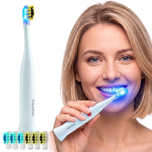iMusthav Travel Electric Toothbrush for Adults, Battery Operated , 3 Sonic Modes, Smart Timer, 6 Brush Heads