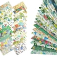 thumbnail image 1 of iMzoon 22Pcs 10" Cotton Fabric Quilting Squares,No Repeat Floral Charm Pack,Precut Pink Fabric for Sewing with Wavy Edges, DIY Scrapbooking Craft Supplies Leaf Green, 1 of 9
