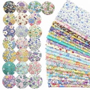 iMzoon 22Pcs 10" Cotton Fabric Quilting Squares,No Repeat Floral Charm Pack, Precut Pink Fabric for Sewing with Wavy Edges, DIY Scrapbooking Craft Supplies Muticolor