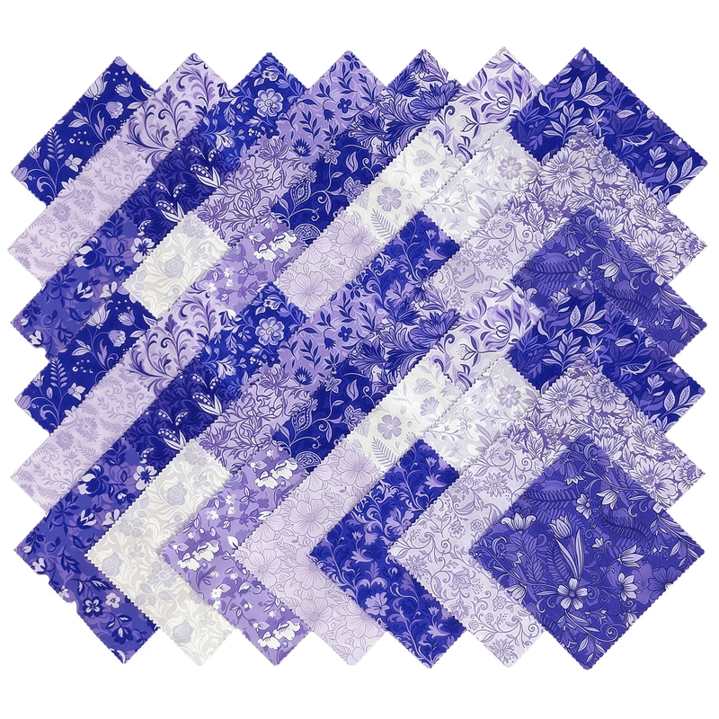 Square Pattern Fabris iMzoon 42Pcs Cotton Blend Fabric Squares with Wavy Edges – 9.84 Inch ...