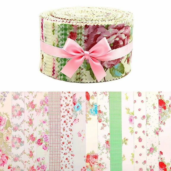 iMzoon 84 Pcs Jelly Roll Fabric Strips for Quilting Fabric, Sewing Supplies & DIY Crafts-2.6 Inch Precut Cotton Floral Fabric Strips Bundles with Wavy Edges, Perfect for Quilt Projects,Rose