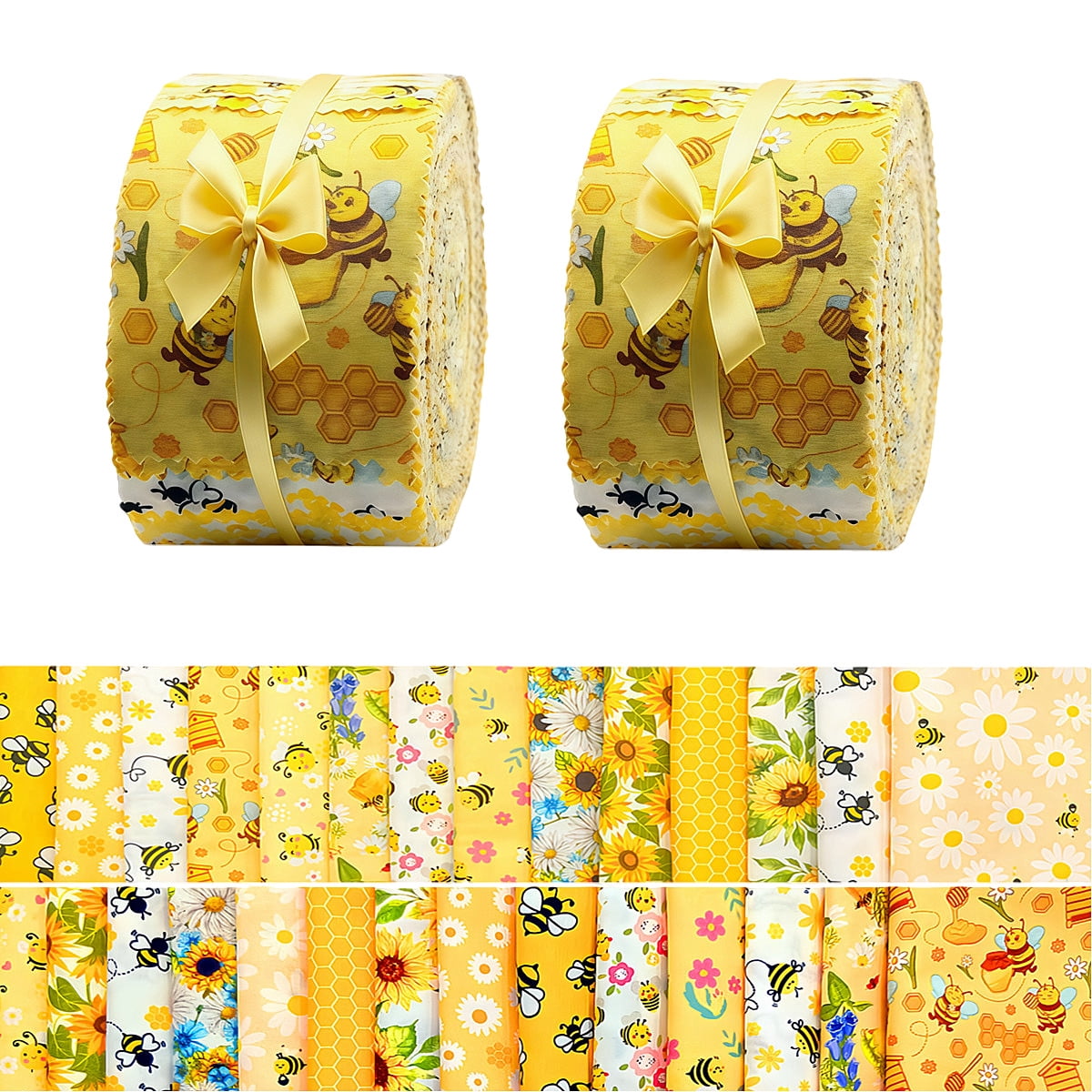 iMzoon 84 Pcs Jelly Roll Fabric Strips for Quilting, Precut Jelly Rolls, Quilting Fabric Strips Bundles, Material for Quilting and Sewing Projects, Honeybee Design