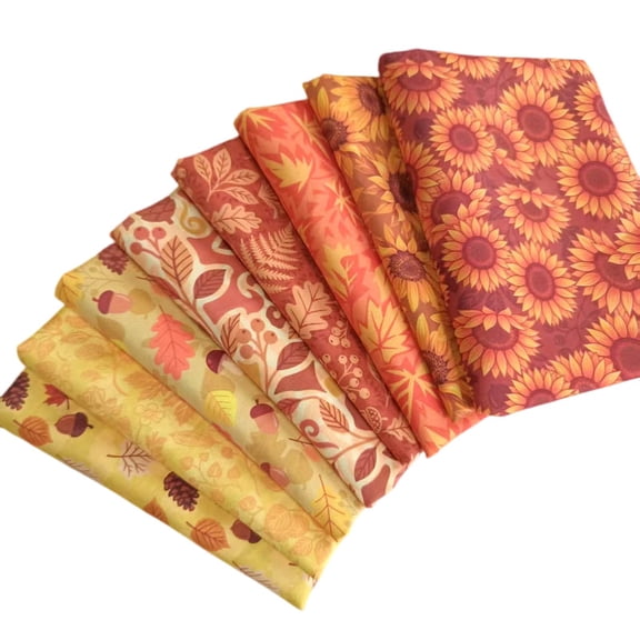 iMzoon 8Pcs 15.7x19.7in Quilting Fabric Squares, Golden Orange Maple Leaf Polyester-Cotton Blend for Sewing, Fat Quarters Bundles DIY