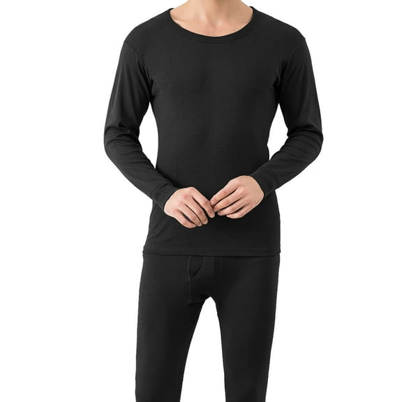 iNOVA Thermal Long Sleeve Underwear Set Men Long Johns Top and Bottom Winter Sports Suits, Black 2XL