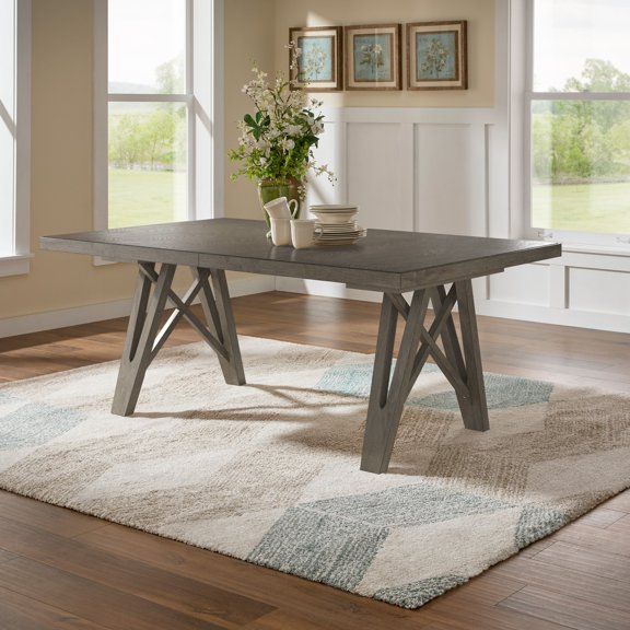iNSPIRE Q Alta Modern 72"-90" Extendable Rectangular Dining Table with Leaf, Grey