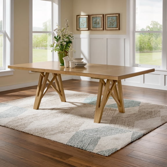iNSPIRE Q Alta Modern 72"-90" Extendable Rectangular Dining Table with Leaf, Oak Wash