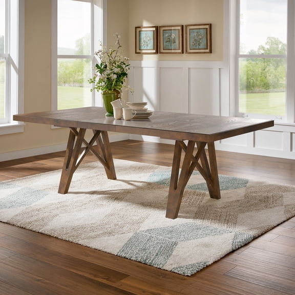 iNSPIRE Q Alta Modern 72"-90" Extendable Rectangular Dining Table with Leaf, Walnut