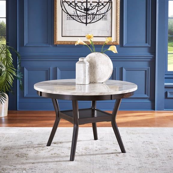 iNSPIRE Q Banford Contemporary 48" Round Dining Table with Storage Shelf, Espresso