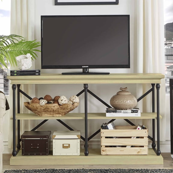 iNSPIRE Q Cabana Industrial Console Table with Shelf, Ivory White