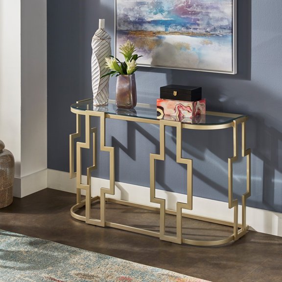 iNSPIRE Q Cava Contemporary Console Table, Matte Gold