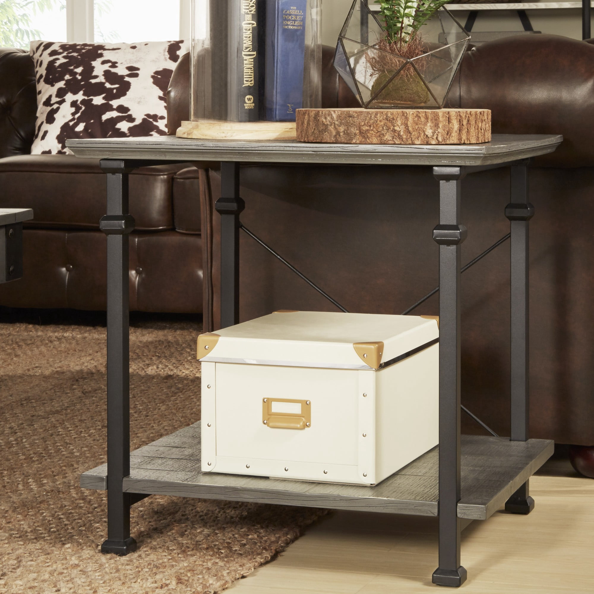 iNSPIRE Q Clayton Industrial Metal End Table, Grey - Walmart.com