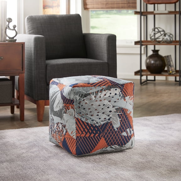 iNSPIRE Q Dinant Contemporary Fabric Ottoman, Multicolored Abstract