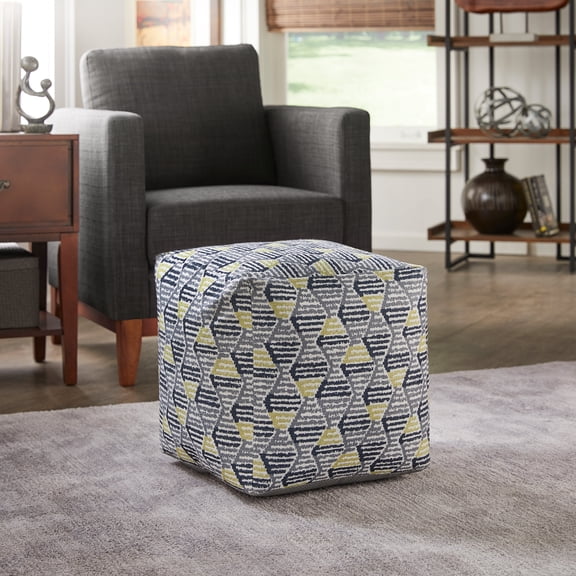 iNSPIRE Q Dinant Contemporary Fabric Ottoman, Multicolored Diamond
