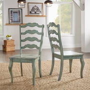 iNSPIRE Q Farmhouse Ladder Back Transitional Side Chair, Antique Grey Set of 2