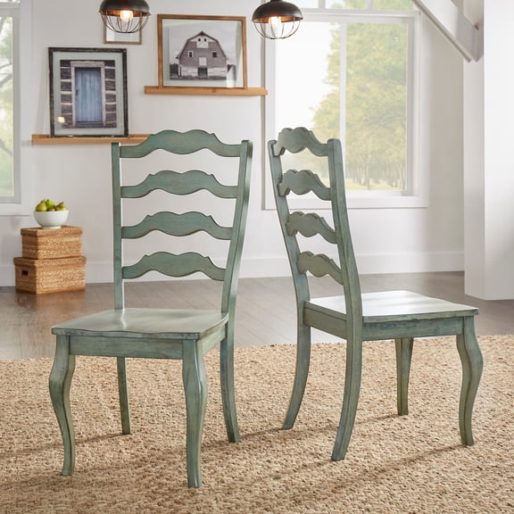 iNSPIRE Q Farmhouse Ladder Back Transitional Side Chair, Antique Grey (Set of 2)