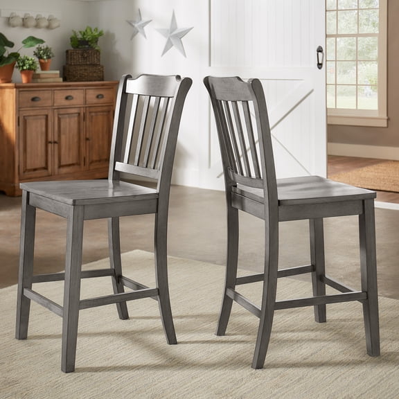 iNSPIRE Q Farmhouse Transitional Counter Height Bar Stools, Antique Grey (Set of 2)