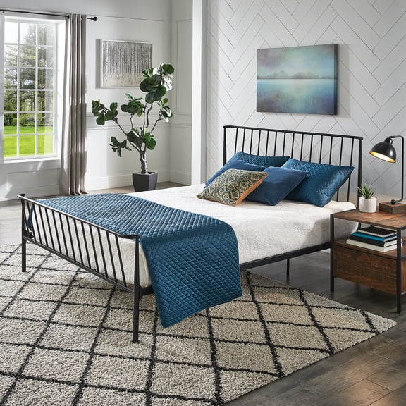iNSPIRE Q Luling Queen Metal Spindle Bed, Matte Black