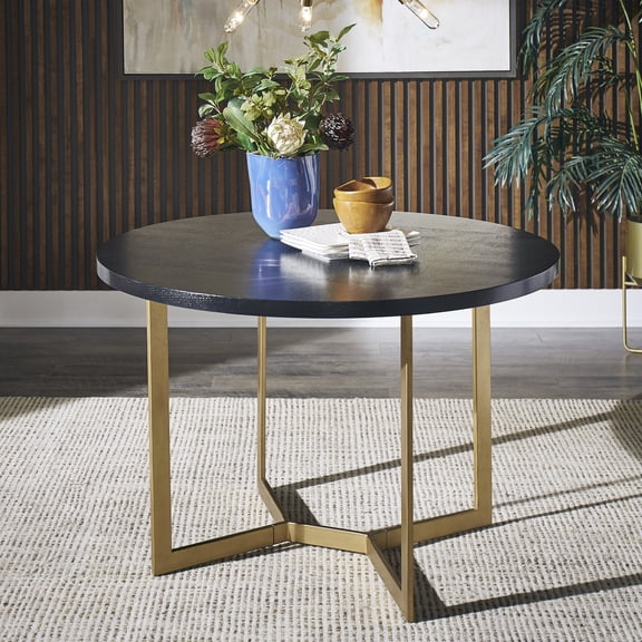iNSPIRE Q Marquis Mid-Century Modern Metal 45" Round Dining Table, Black