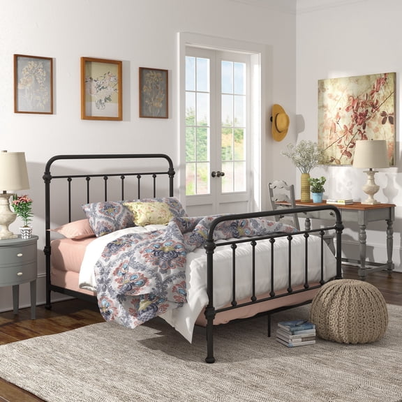 iNSPIRE Q Nottingham Full Metal Spindle Bed, Black