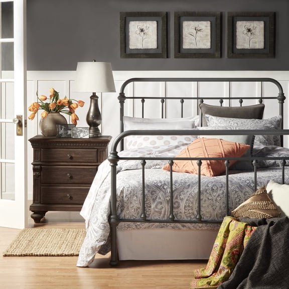 iNSPIRE Q Nottingham Full Metal Spindle Bed, Grey