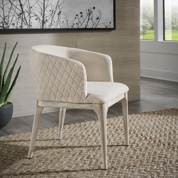 iNSPIRE Q Prench Transitional White Finish Dining Chair, Beige