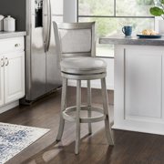 iNSPIRE Q Shapel Transitional Antique Grey Finish Linen Swivel Bar Height Bar Stools, Grey