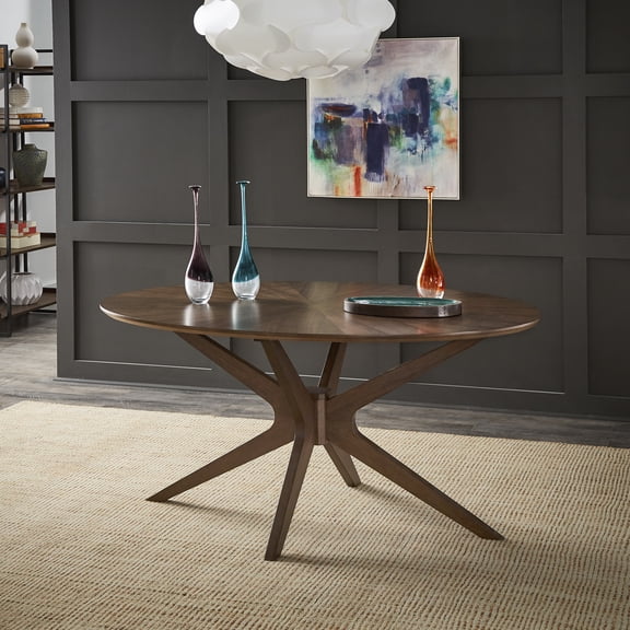 iNSPIRE Q Shaynah Mid-Century Modern 63" Oval Dining Table, Walnut